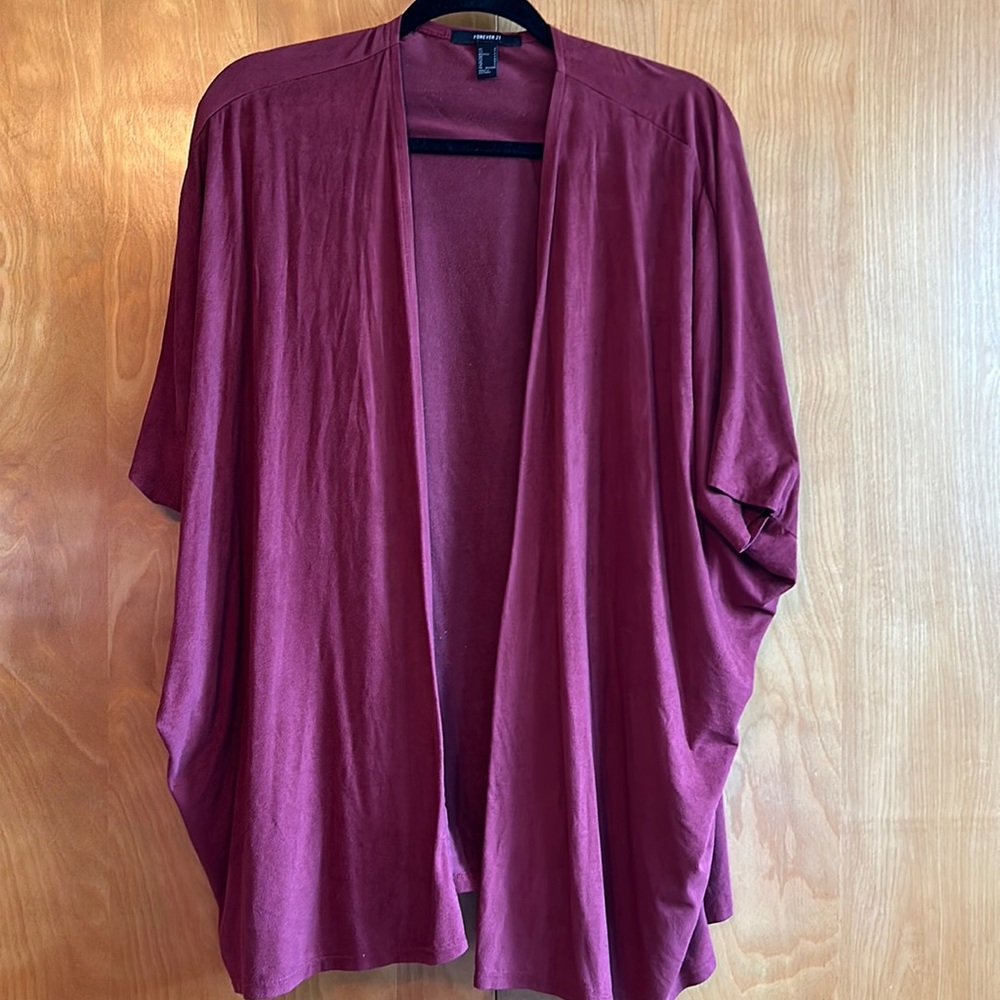 Forever 21 Red Short Sleeve Cardigan